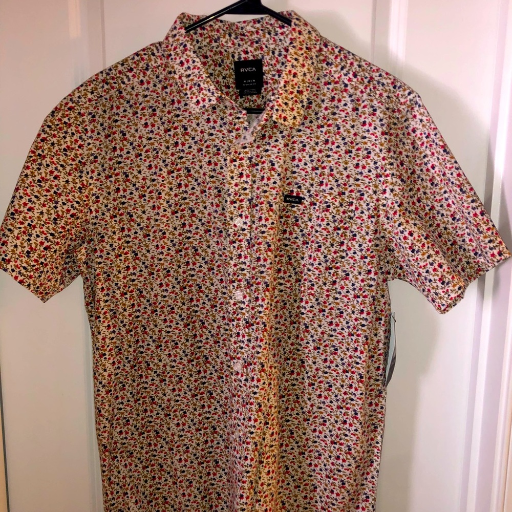 BRAND NEW - RVCA short sleeve button down floral print polo